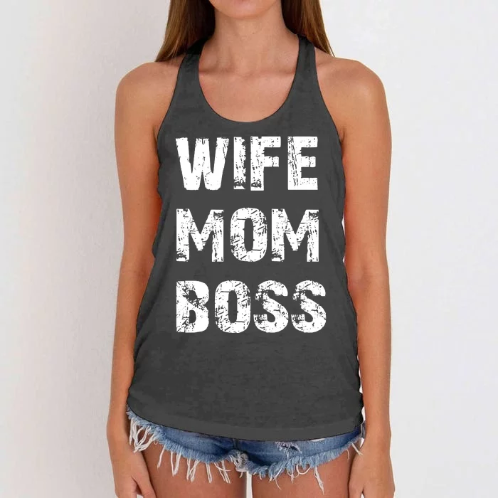 Wife Mom Boss Women's Knotted Racerback Tank