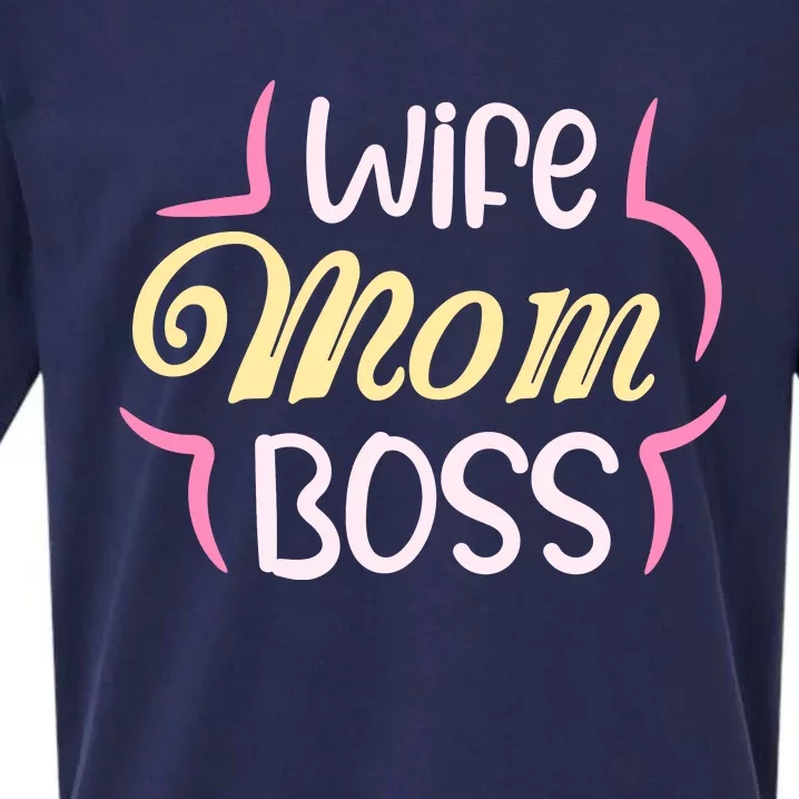 Wife Mom Boss T Sueded Cloud Jersey T-Shirt