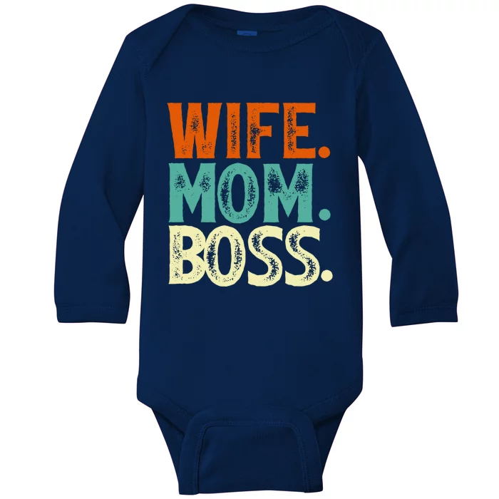 Wife Mom Boss Mother's Day Gift Baby Long Sleeve Bodysuit