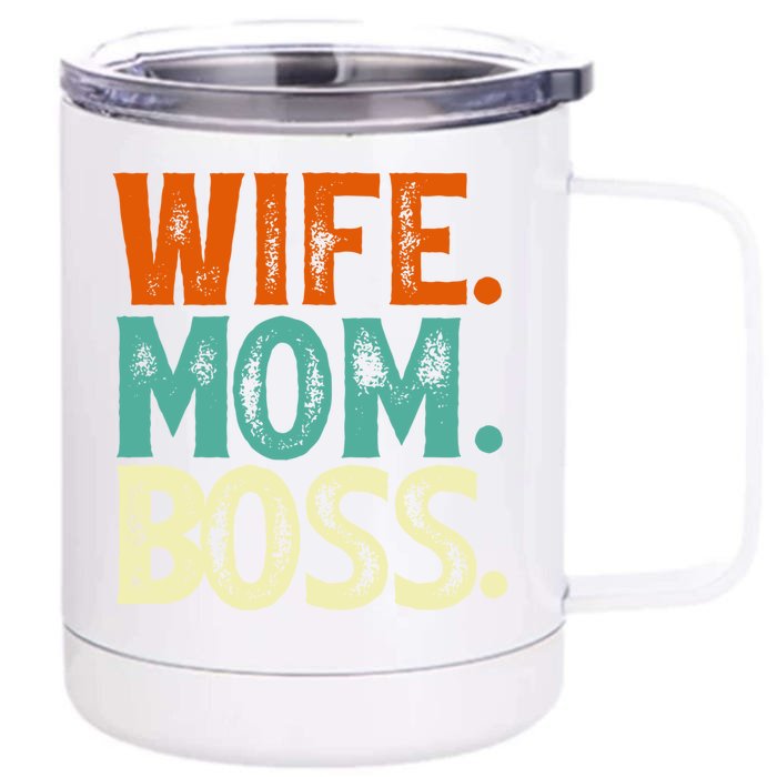 Wife Mom Boss Mother's Day Gift Front & Back 12oz Stainless Steel Tumbler Cup