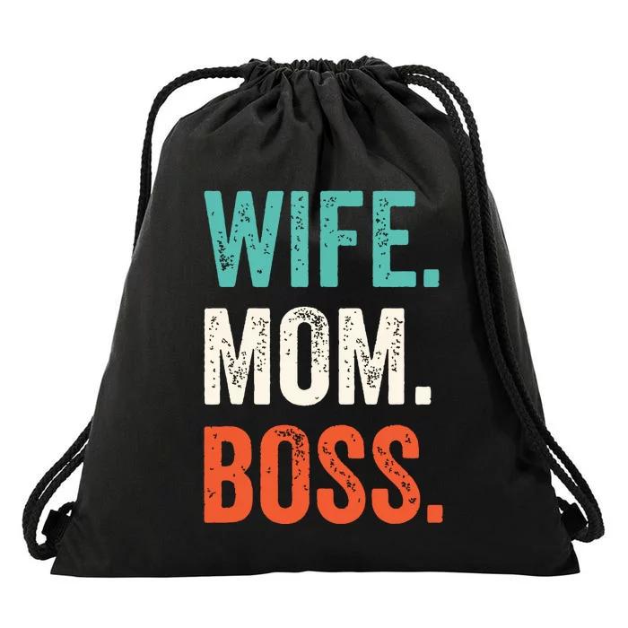 Wife Mom Boss Shirts Mothers Day Boss Drawstring Bag