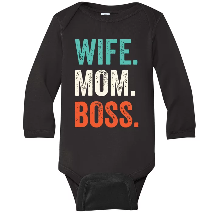 Wife Mom Boss Shirts Mothers Day Boss Baby Long Sleeve Bodysuit