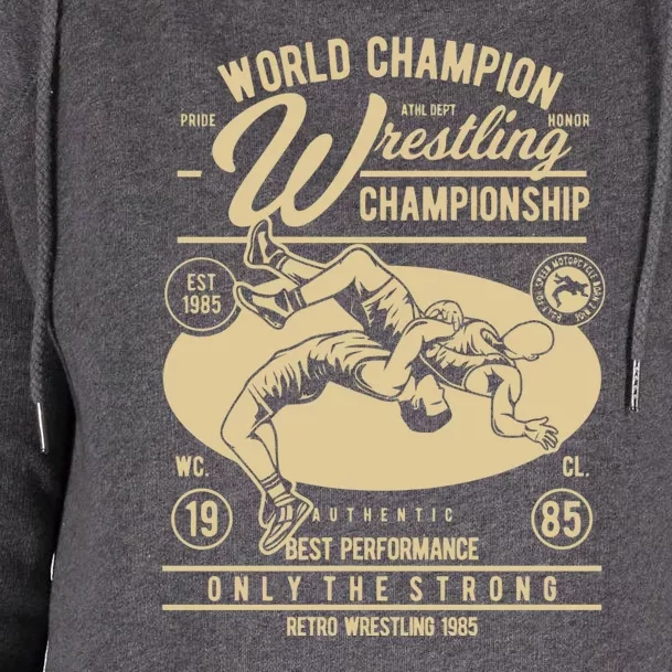 Wrestling Men Boy Wrestle Retro Wrestler Funny Wrestling Womens Funnel Neck Pullover Hood