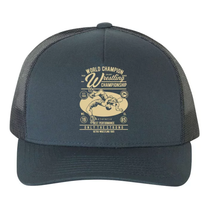 Wrestling Men Boy Wrestle Retro Wrestler Funny Wrestling Yupoong Adult 5-Panel Trucker Hat