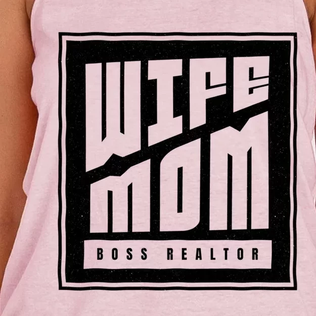 Wife Mom Boss Realtor Female Career Agents Gift Women's Knotted Racerback Tank