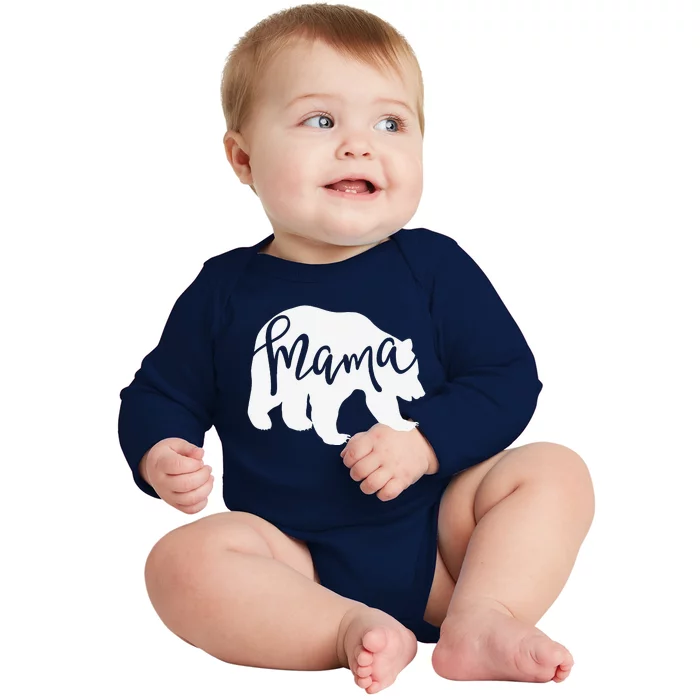 Womens Mama Bear Momma Family Matching Mother's Day Inspired Baby Long Sleeve Bodysuit