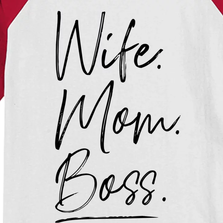 Wife Mom Boss Gift Kids Colorblock Raglan Jersey