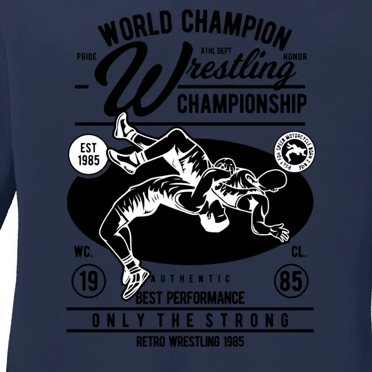 Wrestling Men Boy Wrestle Retro Wrestler Funny Wrestling Ladies Long Sleeve Shirt