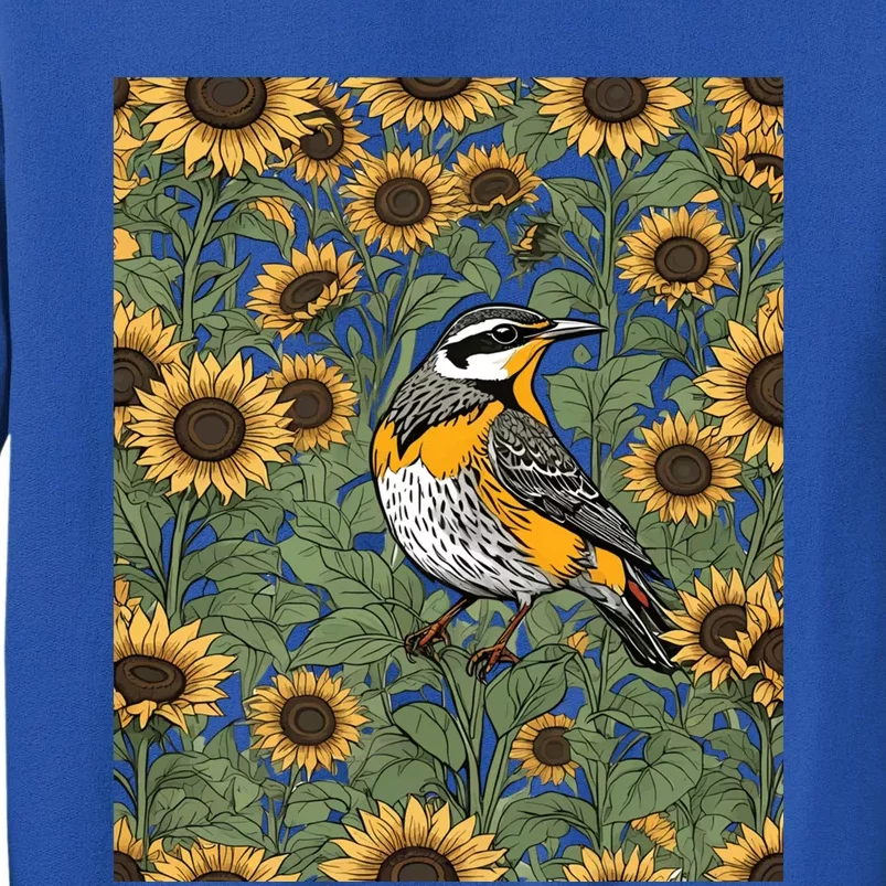 Western Meadowlark Bird Surrounded By Sunflowers Gift Tall Sweatshirt