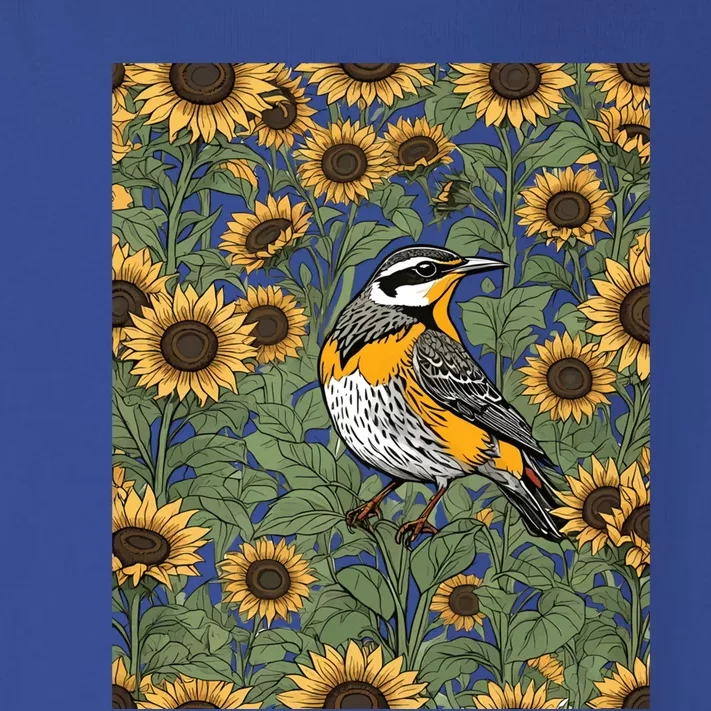 Western Meadowlark Bird Surrounded By Sunflowers Gift Toddler Long Sleeve Shirt