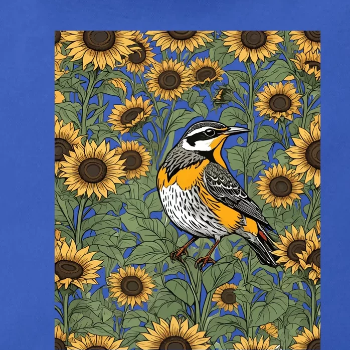 Western Meadowlark Bird Surrounded By Sunflowers Gift Zip Tote Bag