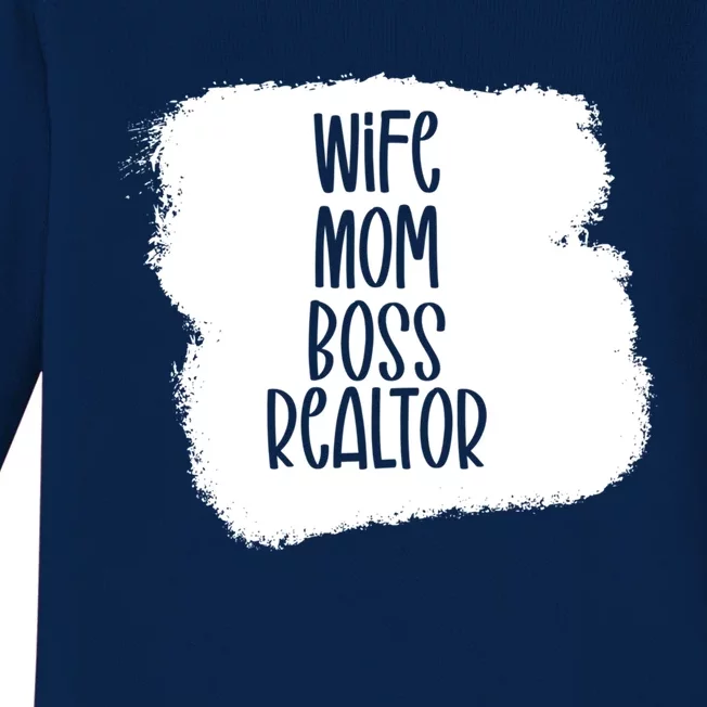 Wife Mom Boss Realtor Funny Real Estate Agent Gift Baby Long Sleeve Bodysuit