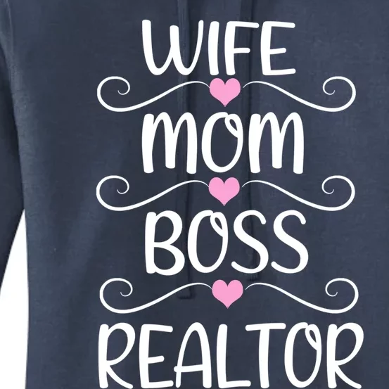 Wife Mom Boss Realtor Happy Mother's Day Best Mom Realtor Funny Gift Women's Pullover Hoodie