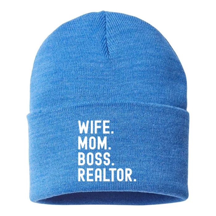 Wife Mom Boss Realtor Real Estate Agent Gift Sustainable Knit Beanie