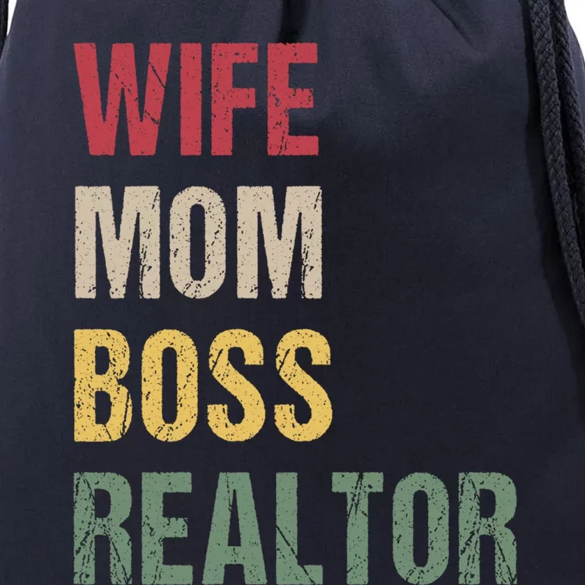 Wife Mom Boss Realtor Funny Gift Drawstring Bag