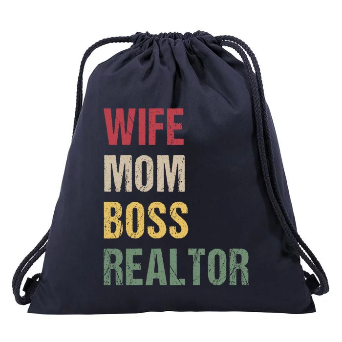 Wife Mom Boss Realtor Funny Gift Drawstring Bag