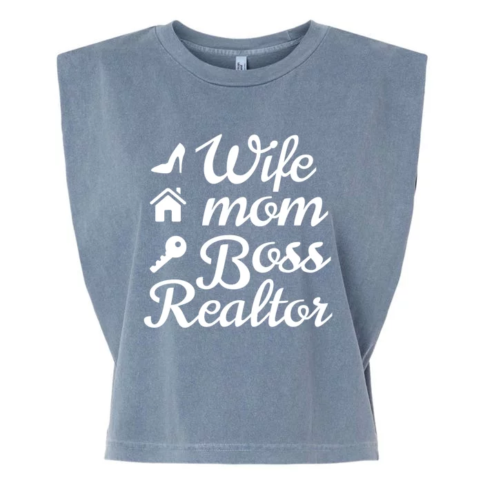 Wife Mom Boss Realtor Great Gift Garment-Dyed Women's Muscle Tee