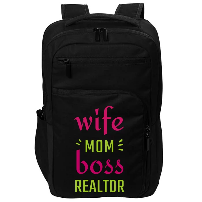 Wife Mom Boss Realtor Gift Impact Tech Backpack