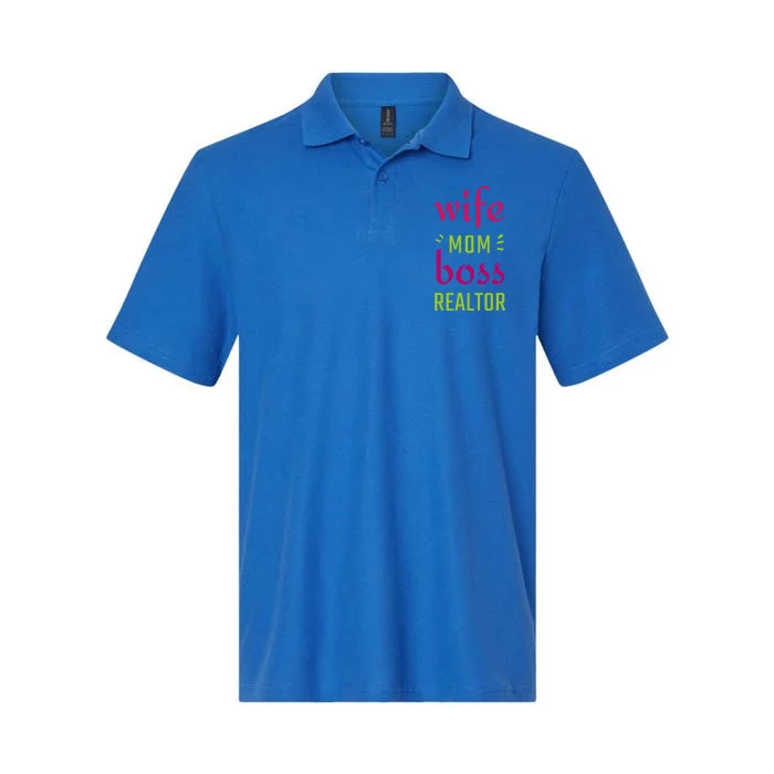 Wife Mom Boss Realtor Gift Softstyle Adult Sport Polo