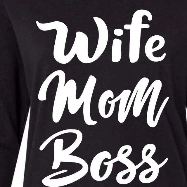 Wife Mom Boss Meaningful Gift Funny Mother's Day Gift Mom Gift Womens Cotton Relaxed Long Sleeve T-Shirt