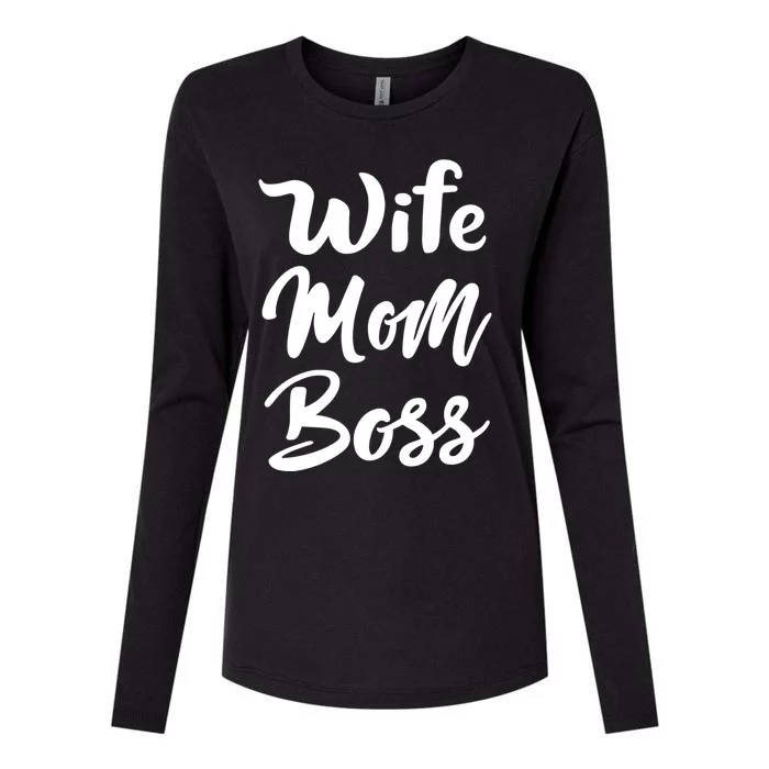 Wife Mom Boss Meaningful Gift Funny Mother's Day Gift Mom Gift Womens Cotton Relaxed Long Sleeve T-Shirt