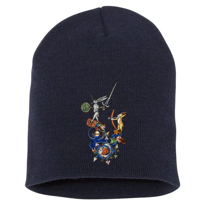 Weird Medieval Bestiary Killer Rabbits With Sword And Bow Short Acrylic Beanie