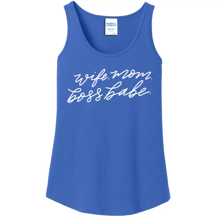 Wife Mom Boss Babe Blk Great Gift Ladies Essential Tank