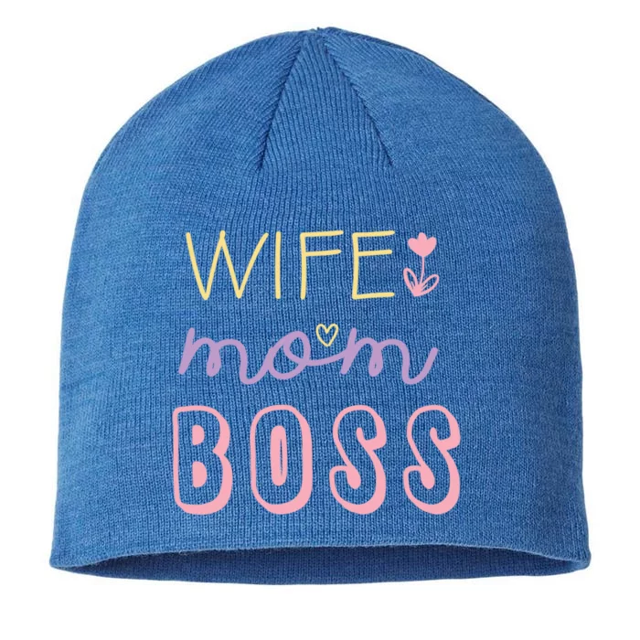 Wife Mom Boss Strong Confident Hard Working Mommy Mother Gift 8 1/2in Sustainable Knit Beanie