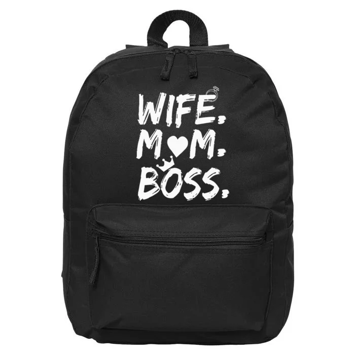 Wife Mom Boss Funny MotherS Day 16 in Basic Backpack