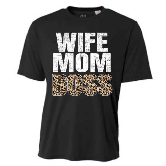 Wife Mom Boss Mom Leopard Mothers Day Cute Gift Cooling Performance Crew T-Shirt