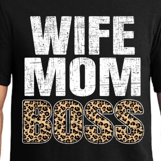 Wife Mom Boss Mom Leopard Mothers Day Cute Gift Pajama Set