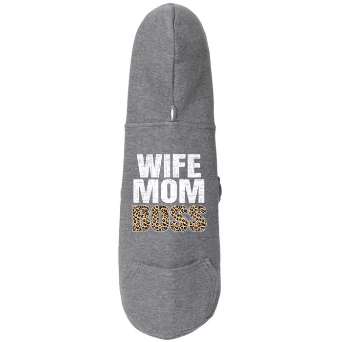 Wife Mom Boss Mom Leopard Mothers Day Cute Gift Doggie 3-End Fleece Hoodie