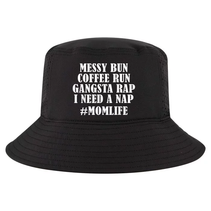 Womens Messy Bun Coffee Run #Momlife | Fun Mom Joke Cool Comfort Performance Bucket Hat