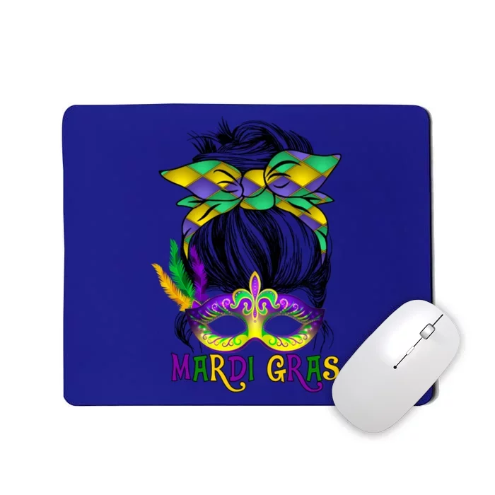 Wo Messy Bun Mardi Gras Feathered Mask Mardi Gras Party Gift Mousepad