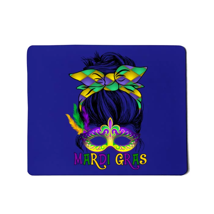 Wo Messy Bun Mardi Gras Feathered Mask Mardi Gras Party Gift Mousepad