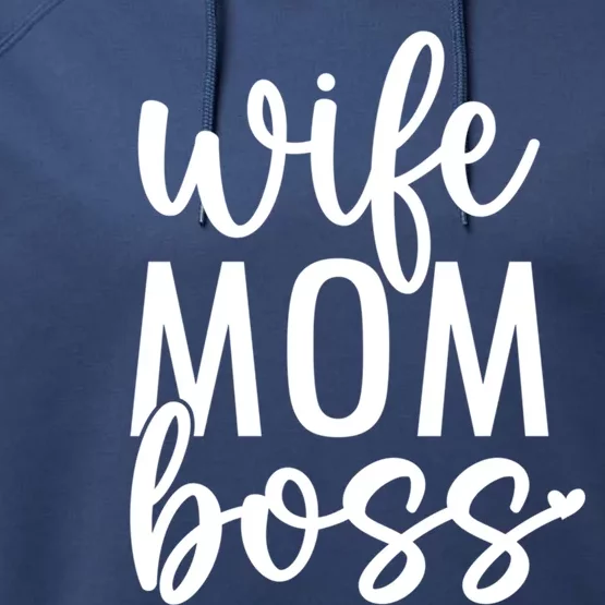 Wife Mom Boss Funny For Mom With Saying Funny Gift Performance Fleece Hoodie