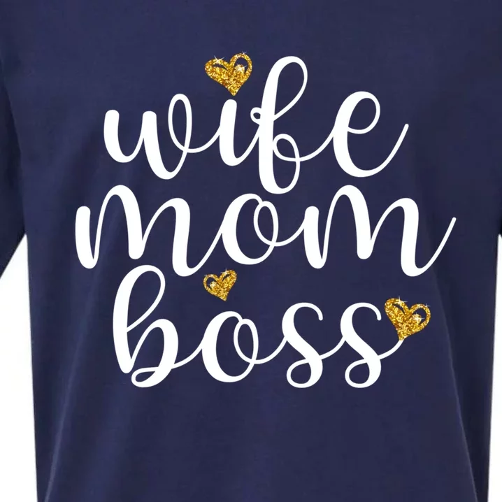 Wife Mom Boss Golden Heart Love Gift For Working Mama Cute Great Gift Sueded Cloud Jersey T-Shirt