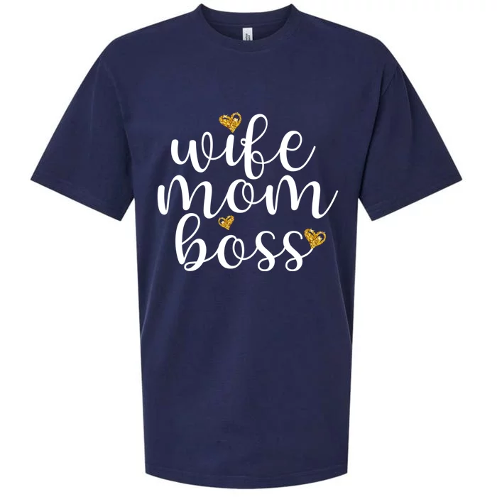 Wife Mom Boss Golden Heart Love Gift For Working Mama Cute Great Gift Sueded Cloud Jersey T-Shirt