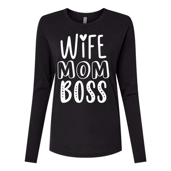 Wife Mom Boss Cute Gift Womens Cotton Relaxed Long Sleeve T-Shirt