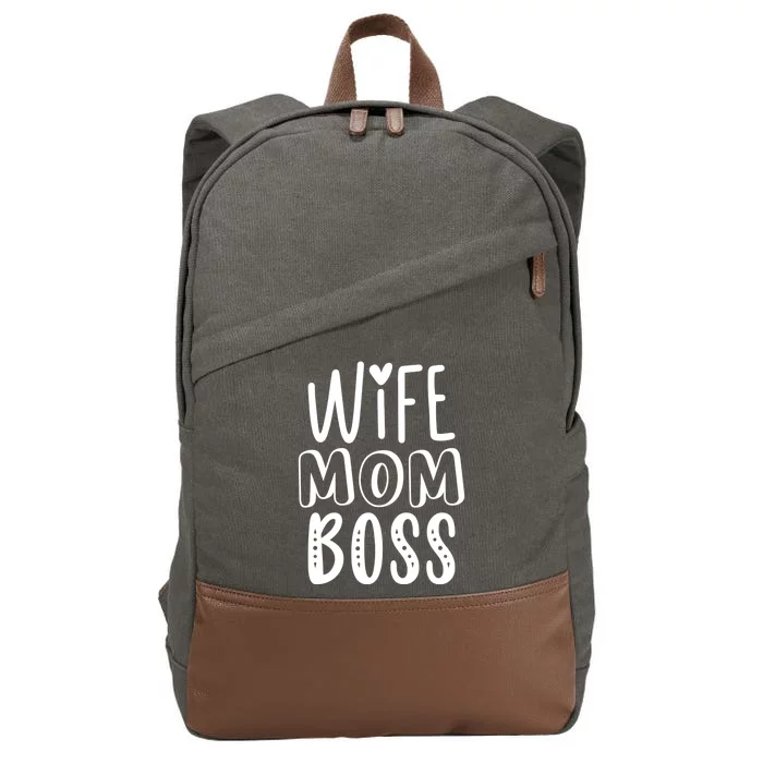 Wife Mom Boss Cute Gift Cotton Canvas Backpack