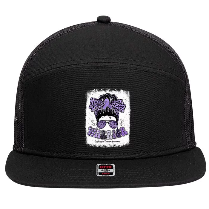 Warrior Messy Bun Periwinkle Ribbon Esophageal Cancer 7 Panel Mesh Trucker Snapback Hat