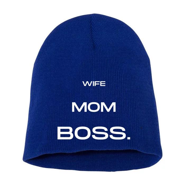 Wife Mom Boss Cool Gift Short Acrylic Beanie