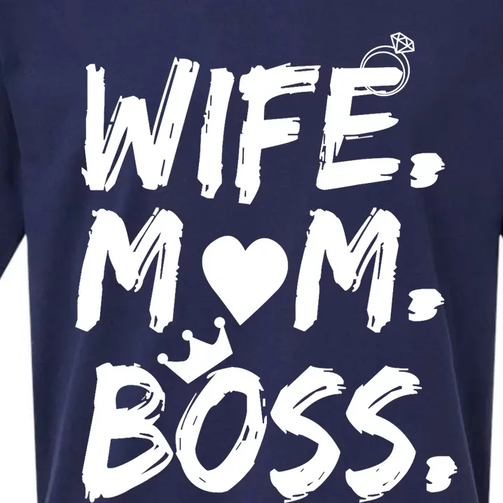 Wife Mom Boss Funny Mothers Day Sueded Cloud Jersey T-Shirt