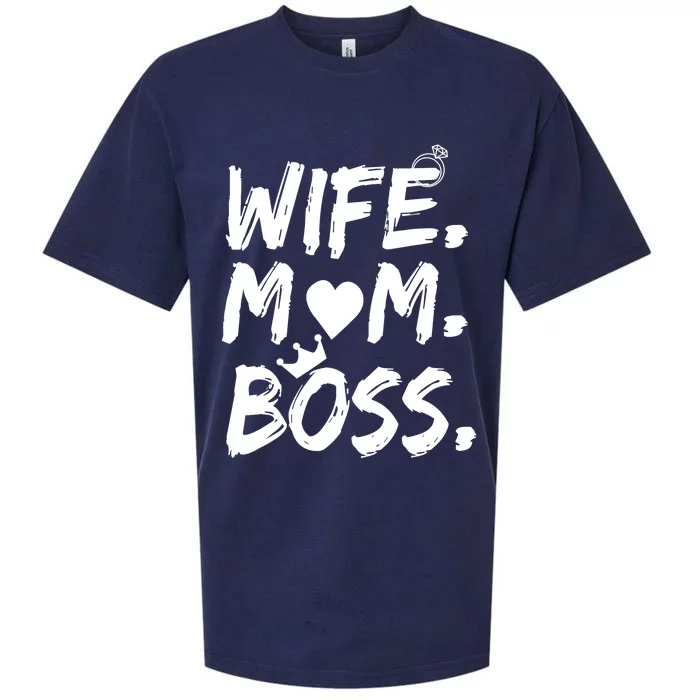 Wife Mom Boss Funny Mothers Day Sueded Cloud Jersey T-Shirt