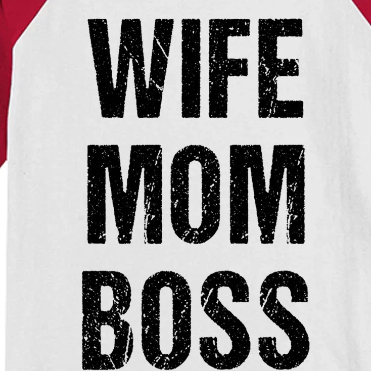 Wife Mom Boss Gift Kids Colorblock Raglan Jersey