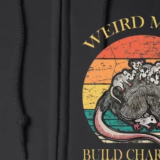 Weird Moms Build Character Opossum Full Zip Hoodie