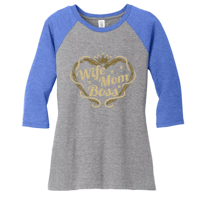 Wife Mom Boss Mother Mami Gift Women's Tri-Blend 3/4-Sleeve Raglan Shirt