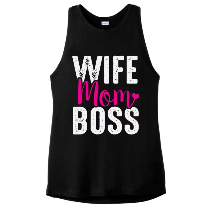 Wife Mom Boss Gift Ladies Tri-Blend Wicking Tank