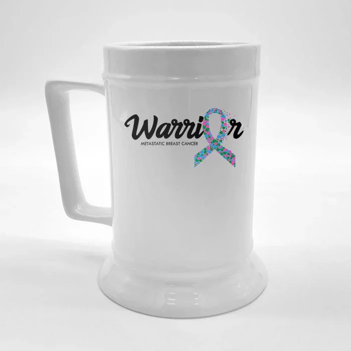 Warrior Metastatic Breast Cancer Awareness Front & Back Beer Stein