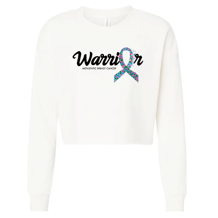 Warrior Metastatic Breast Cancer Awareness Cropped Pullover Crew